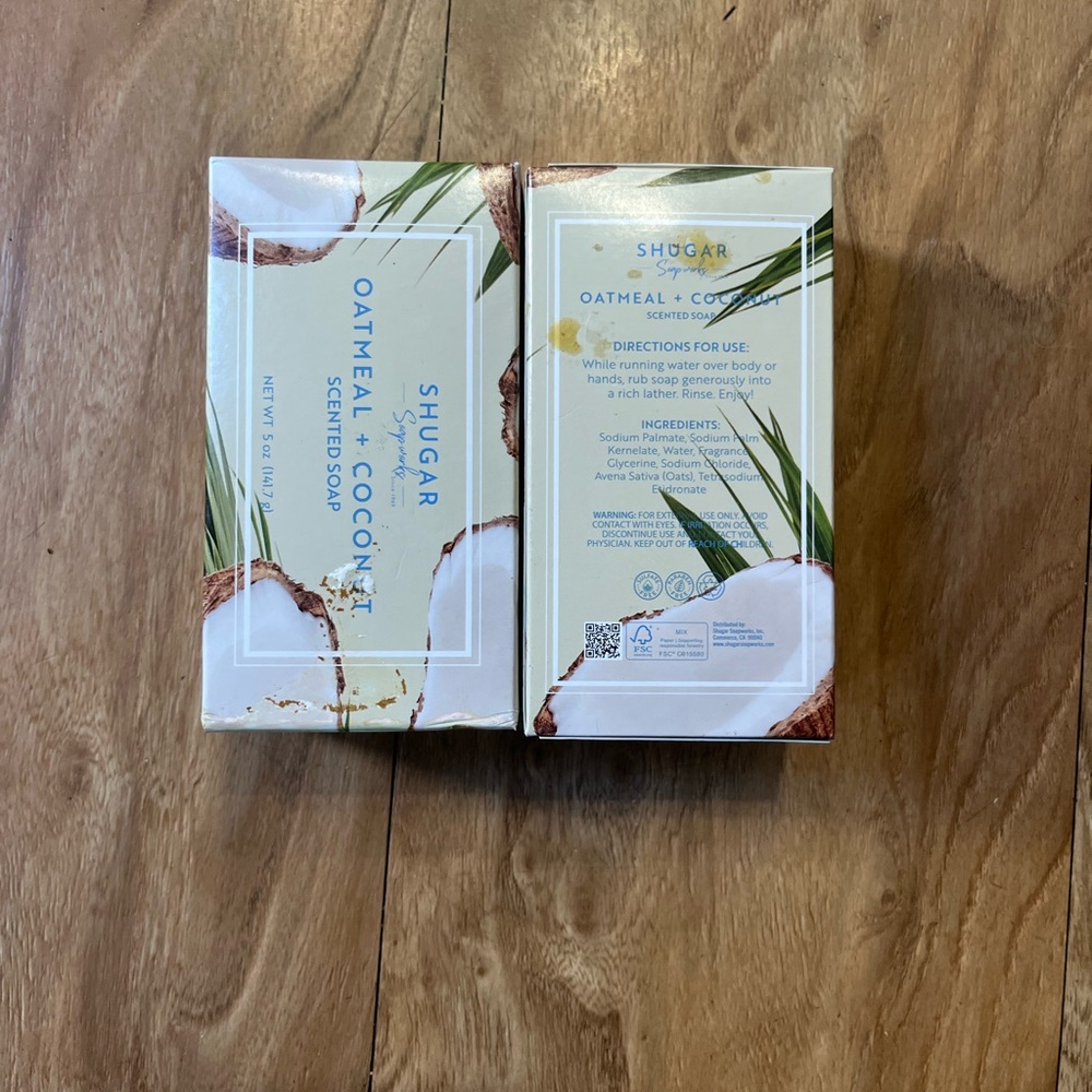 Sugar Oatmeal + Coconut Scented Soap - Cream, White, Green, Brown